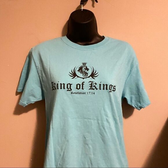 CHRISTIAN Tee King of Kings T Shirt Aqua Blue - Picture 4 of 12